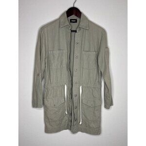 Monrow Lightweight Utility Jacket Light Olive Oversized Size XS